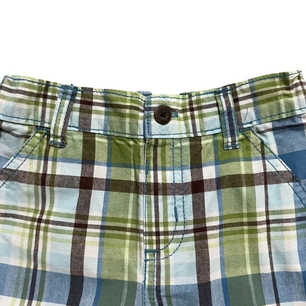 Gymboree 18-24m Blue Green Brown Plaid Shorts